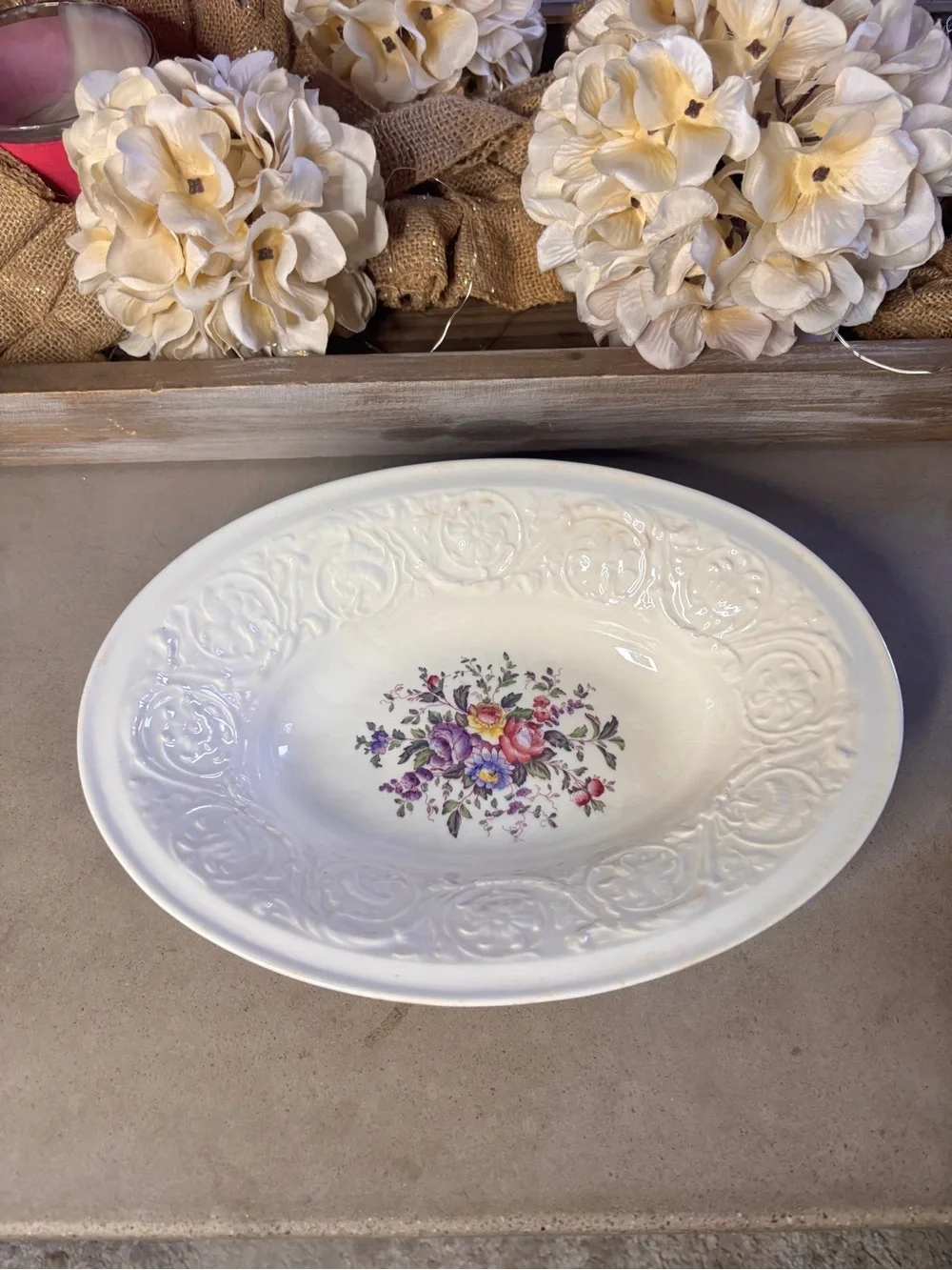 Vintage Wedgwood Patrician Swansea Oval Serving Bowl Floral Rose England